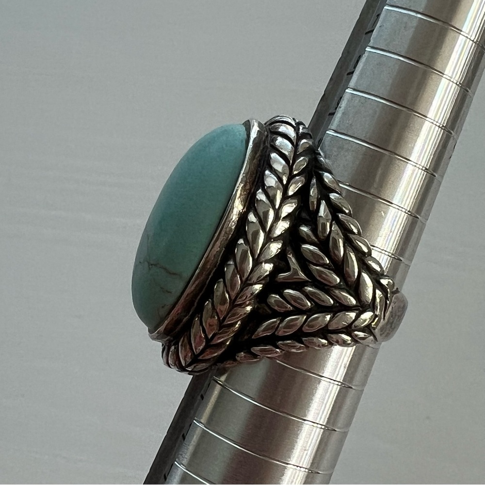 Sterling Turquoise Statement Rings Size 6.5 - Picture 6 of 9
